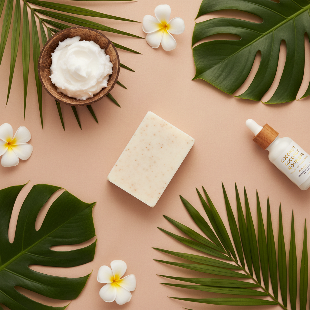 Coconut Soap Flat Lay