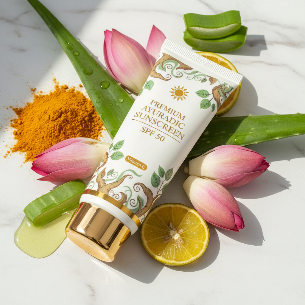 Vedhanya Elixirs Ayurvedic Sunscreen SPF 50 with Turmeric and Aloe Vera